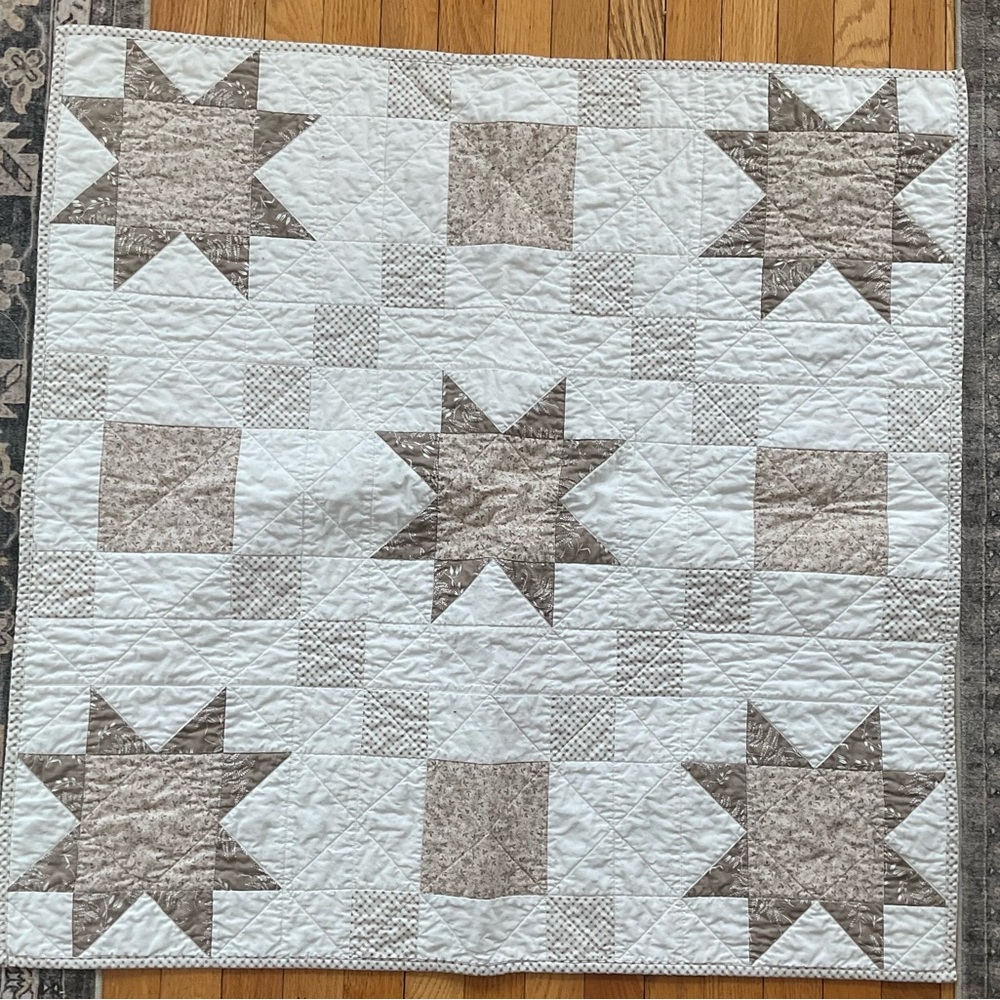 Neutral Lap Quilt / Baby Quilt 36” x 36”